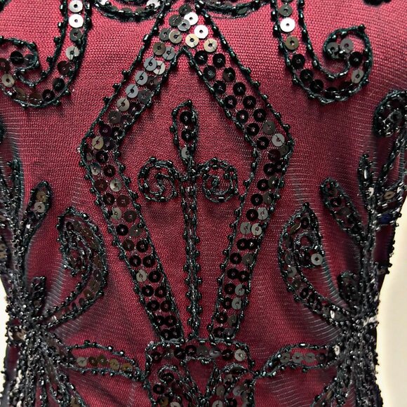 Unbranded Vintage 1920s Flapper Midi Dress Sequin A-Line Sheer Party Costume Red - Picture 9 of 12